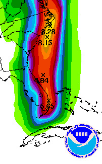 Rain fall forecast from HPC